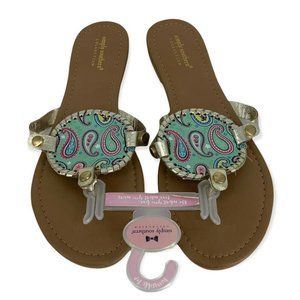 Simply Southern reversible Teal Paisley flip flop Thong Sandals Women's Sz. 10